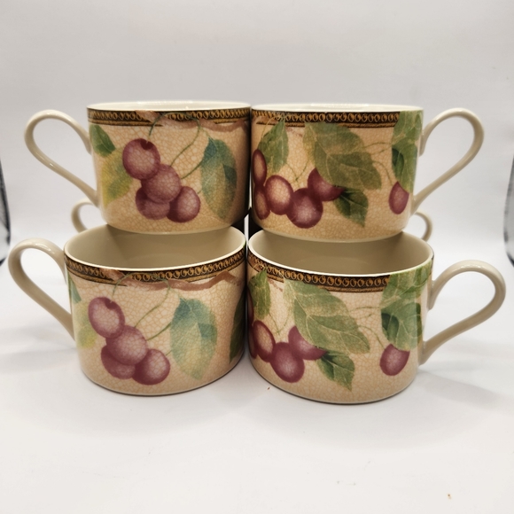 International Interiors Newbury Stoneware Cups, Cherries, Set of 6 - Picture 7 of 7